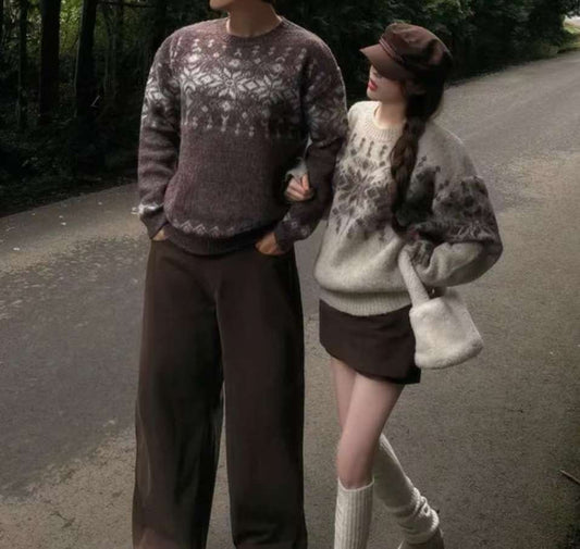 (CP LOOK) Unisex Winter Snowflake Brush Knitwear