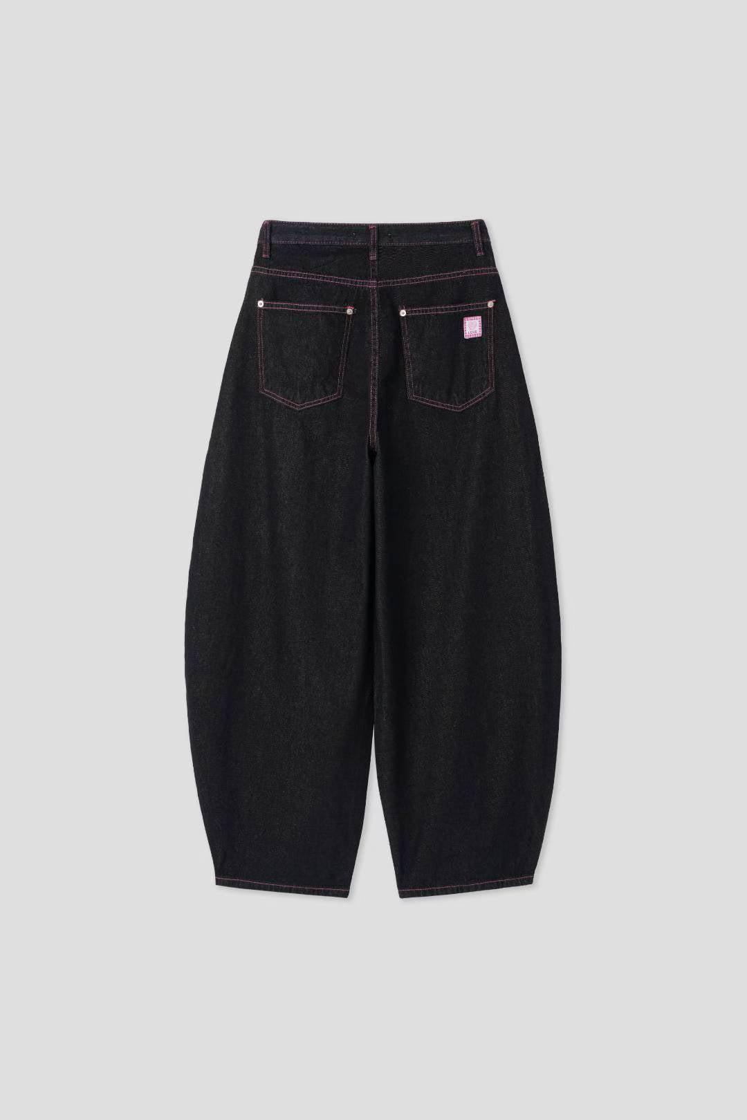 (Preorder) Pink threads Wide Denim Ribbon Balloon Jeans