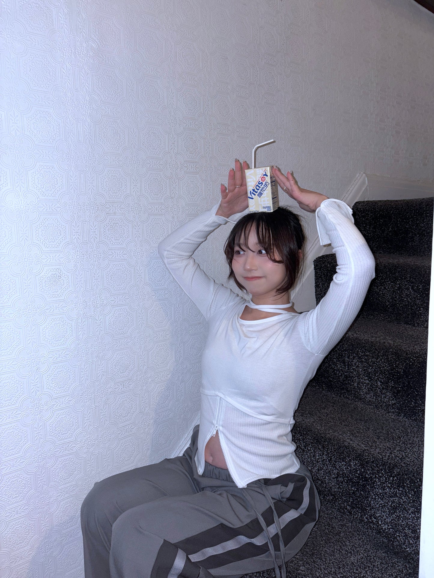 Y2k Neck Strap Zipper Long Sleeve T-shirt (2 Colours)