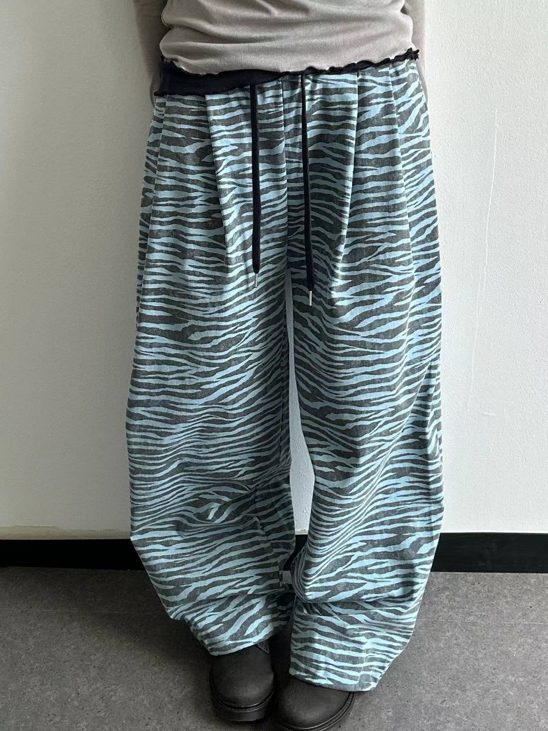 (Preorder) Grade pants cotton washed zebra pigment banding loose fit pintuck
