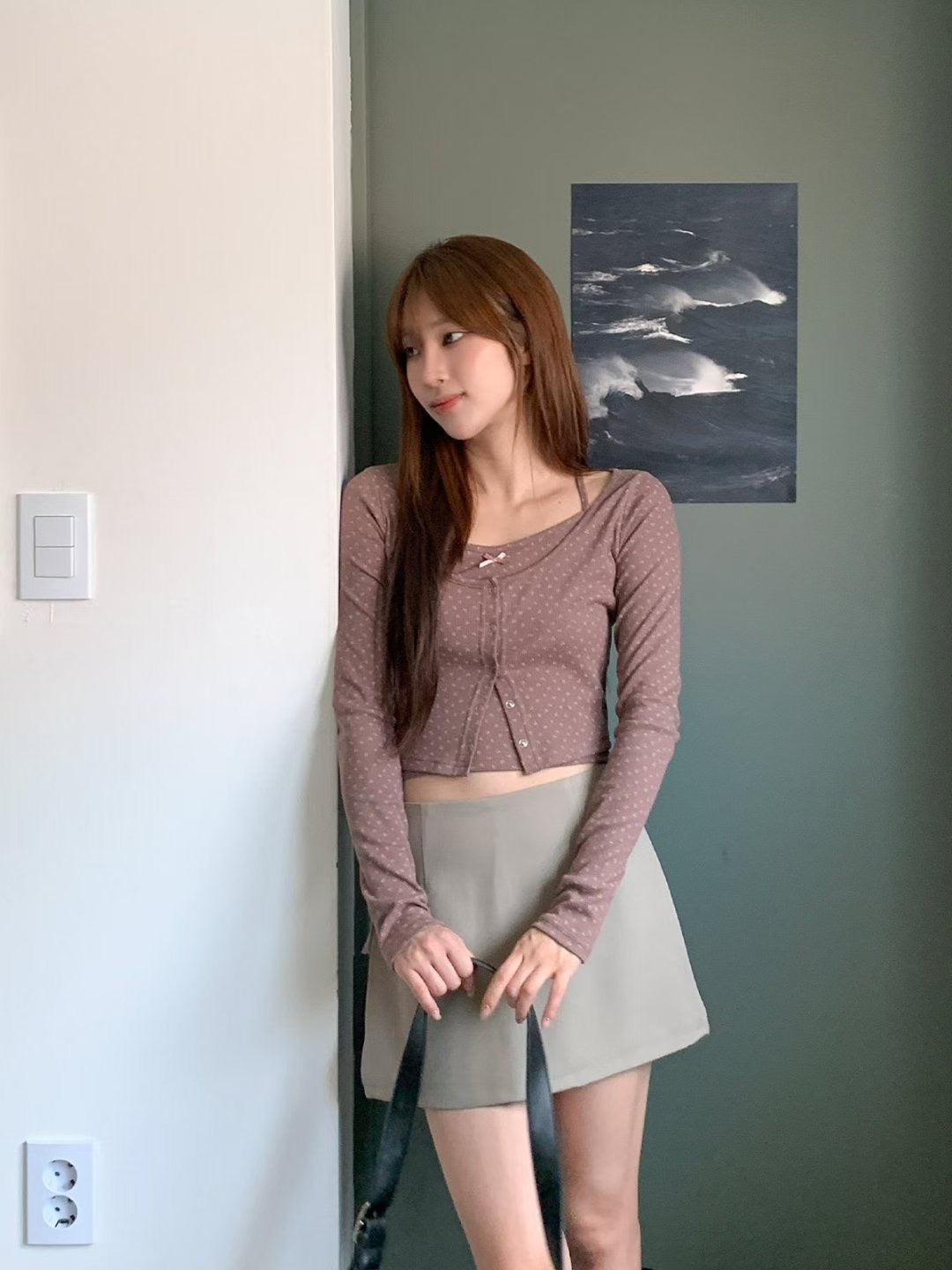 (Preorder) Floral dot cardigan set