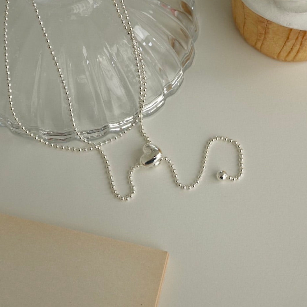 Eeiitt Long Adustable Heart Necklace in Silver