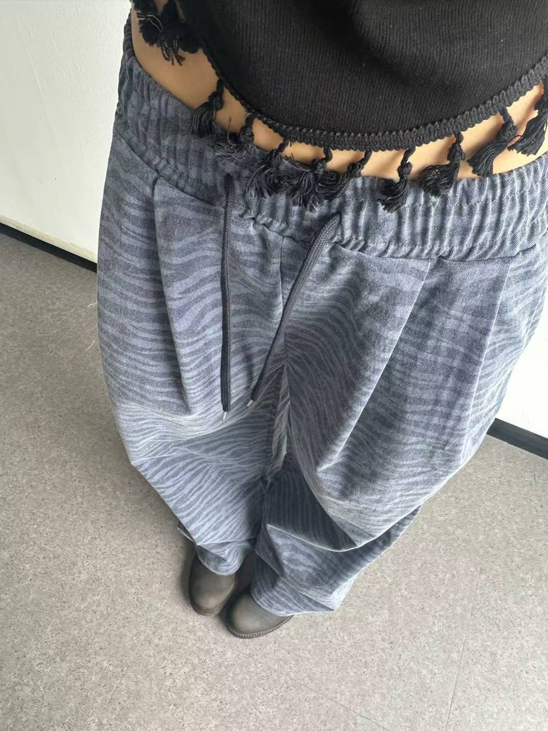 (Preorder) Grade pants cotton washed zebra pigment banding loose fit pintuck