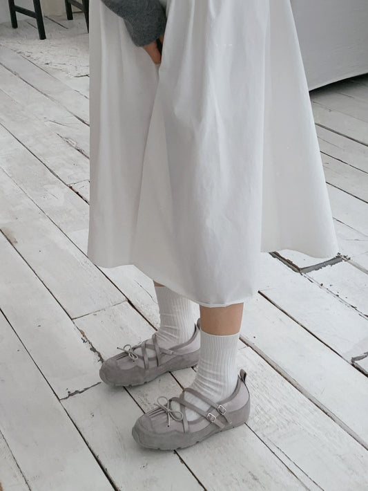 Fringe Ribbon Sneakers (Grey)