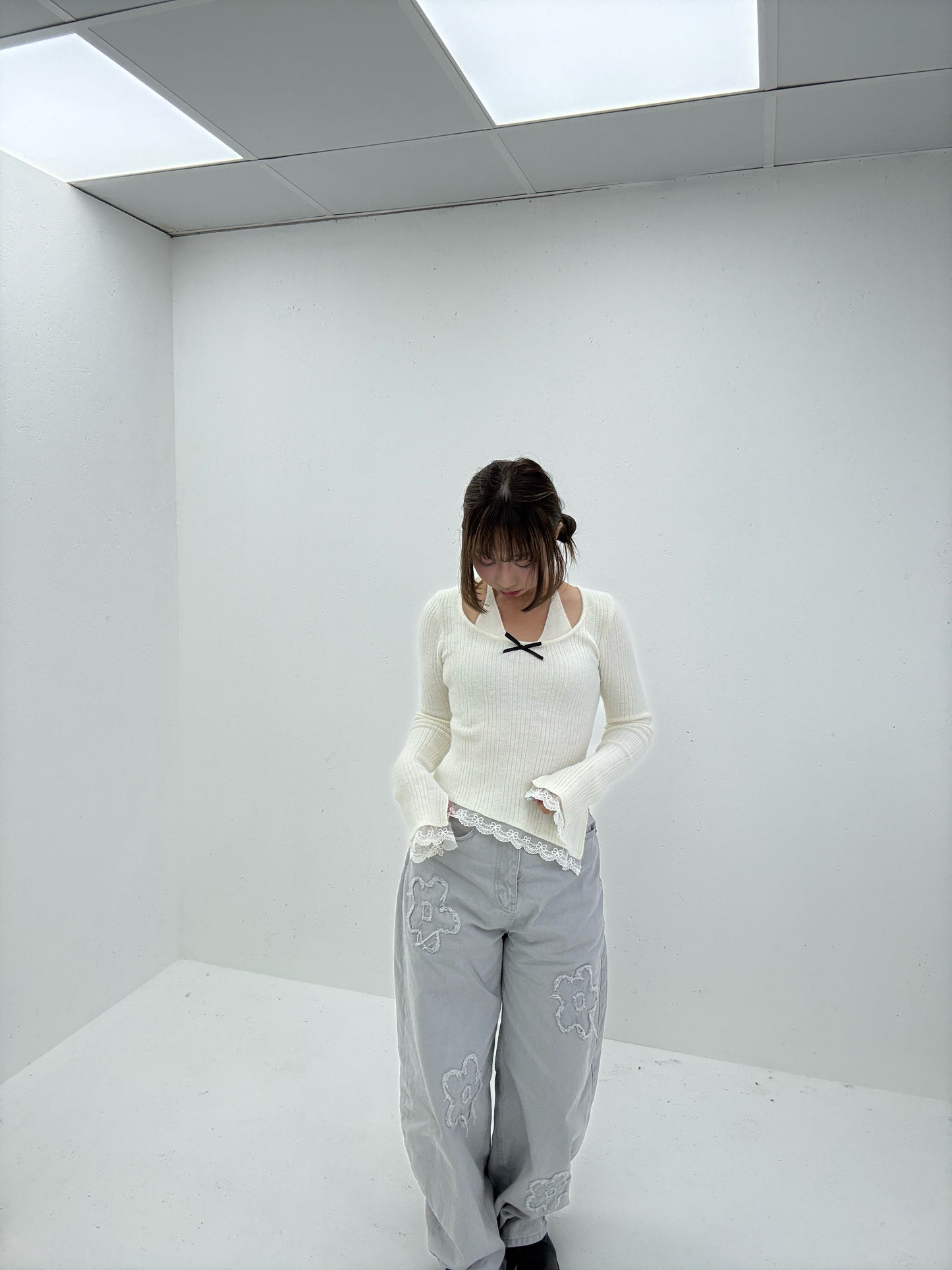 (Preorder) Halter Ribbon Lace Knit