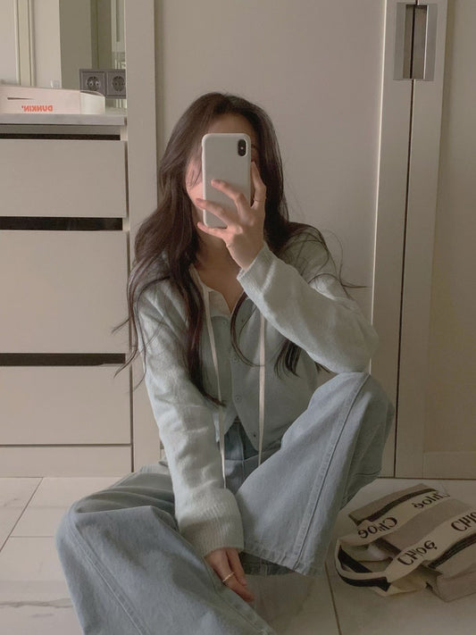 Spring Candy Round Neck Basic Mohair Cardigan