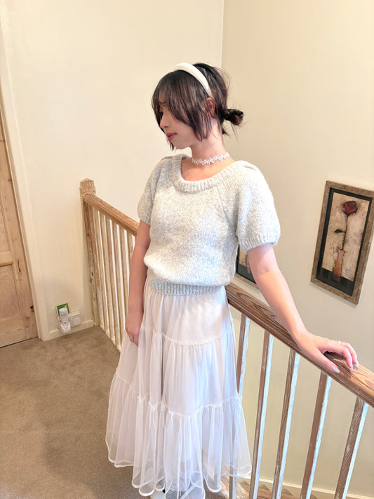 Puff-Sleeve Knit Top