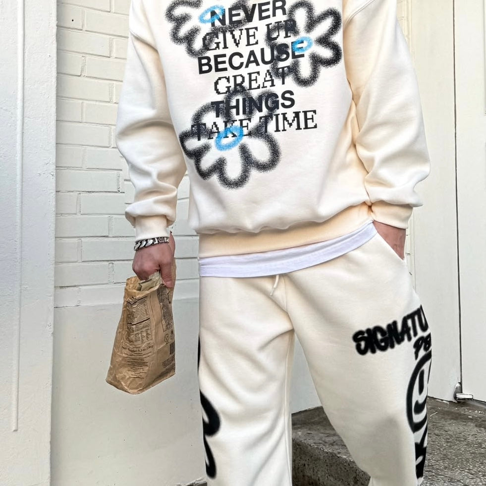 (Preorder) Unisex Flower Painting Sweatshirt with Fleece Lining