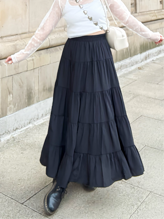 Flowy 5-Tiered Flared Ruffle Maxi skirt (2 Colours)