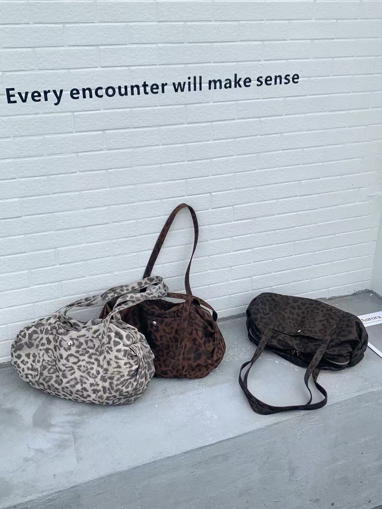 Cozy Leopard Print Shoulder Bag