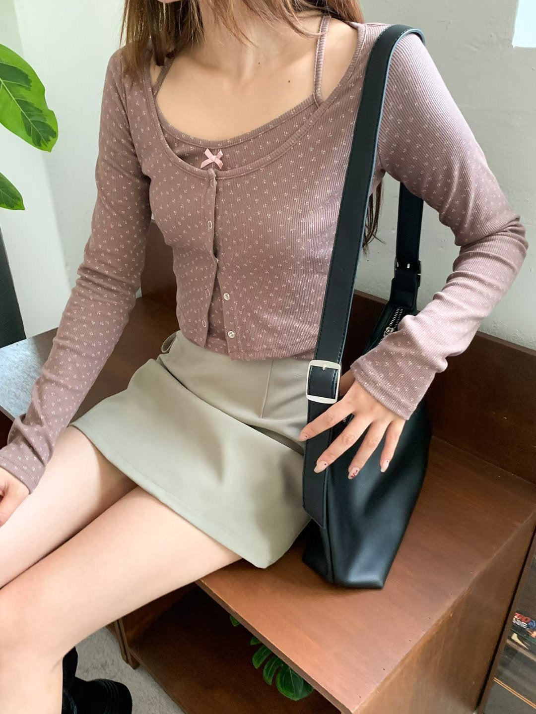(Preorder) Floral dot cardigan set