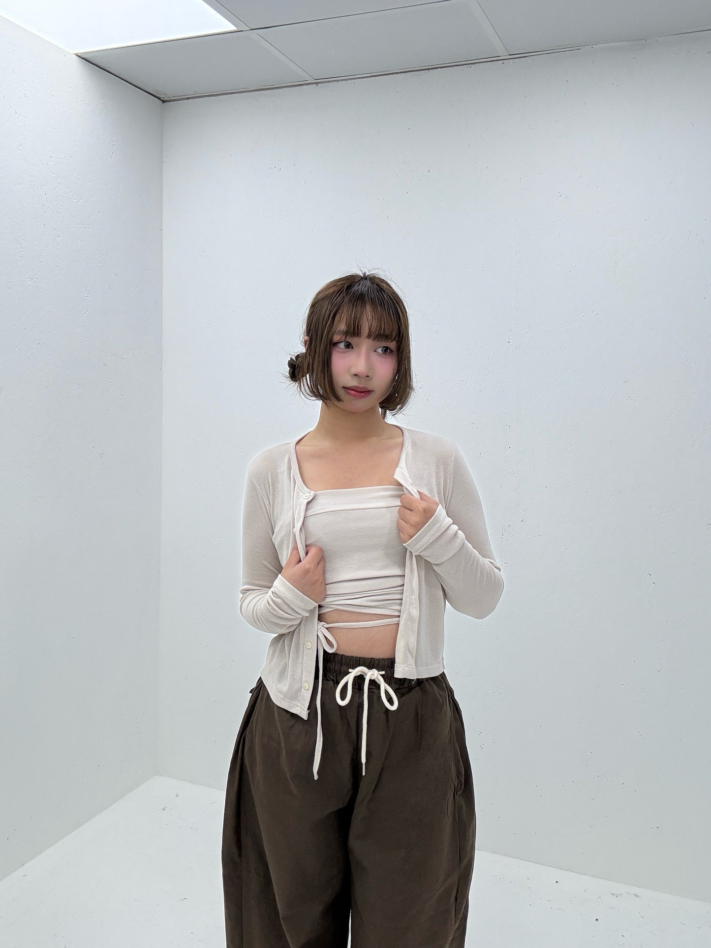 (Preorder) 2 Way Camisole Cardigan Layered Set