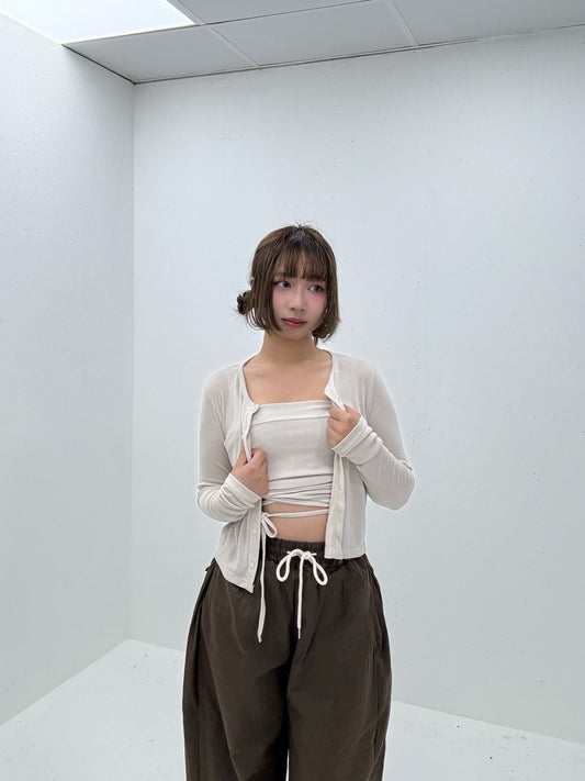 (Preorder) 2 Way Camisole Cardigan Layered Set