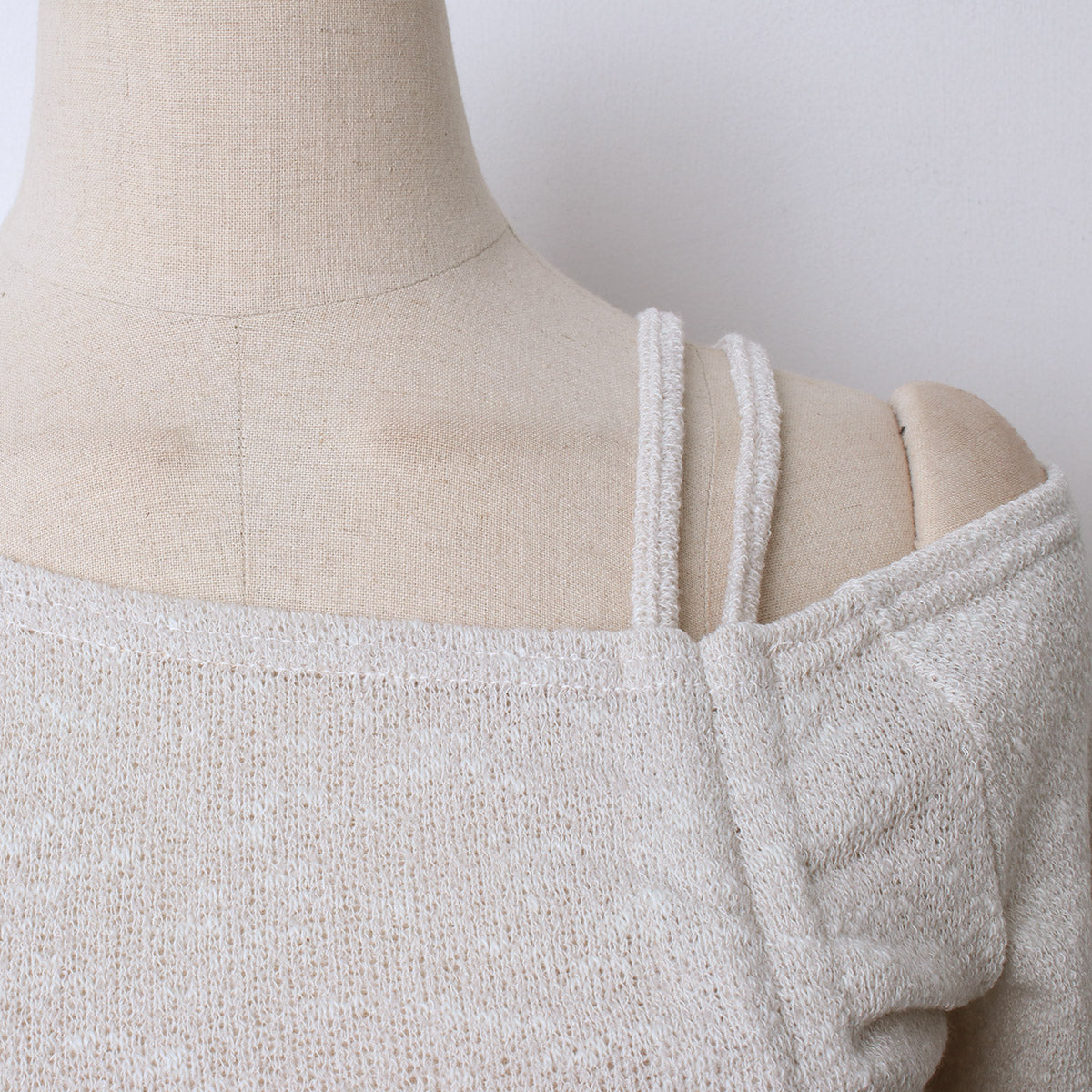 Unbalanced Ribbon Knit Strap Top