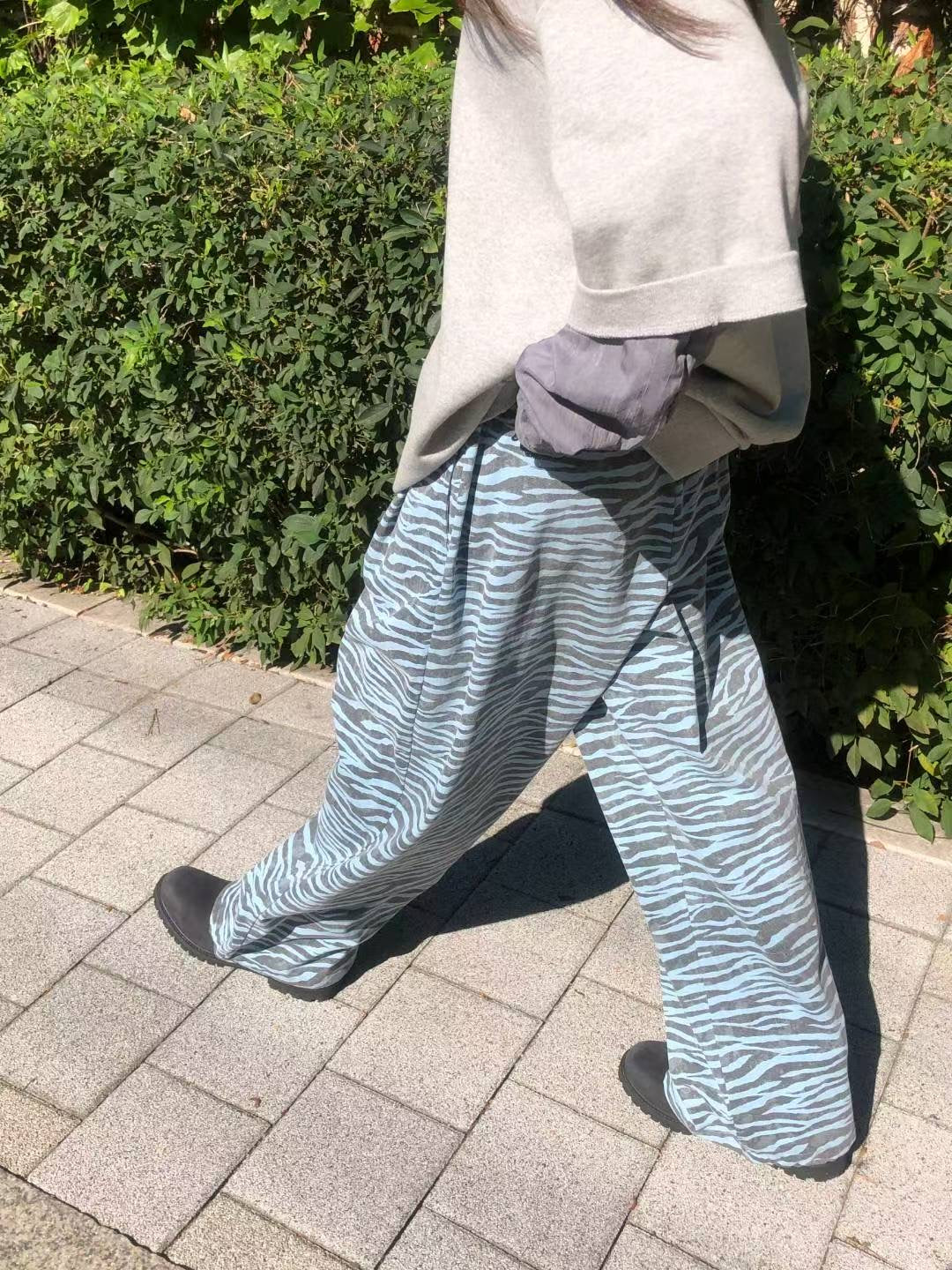 (Preorder) Grade pants cotton washed zebra pigment banding loose fit pintuck