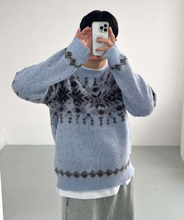 (Preorder) Unisex Winter Snowflake Brush Knitwear