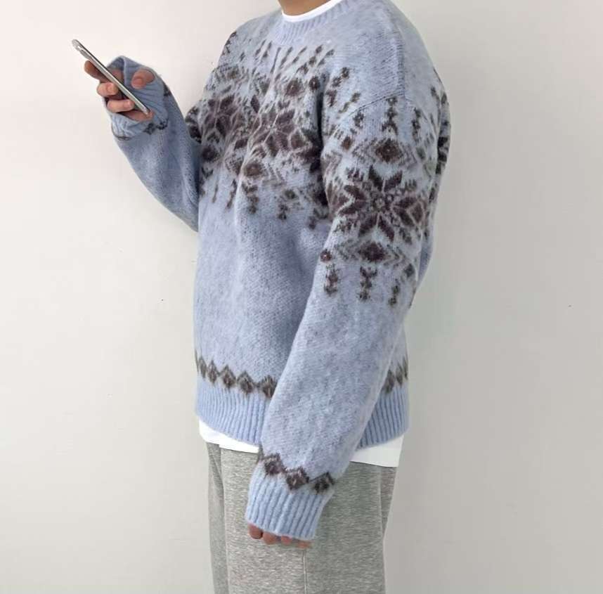 (Preorder) Unisex Winter Snowflake Brush Knitwear