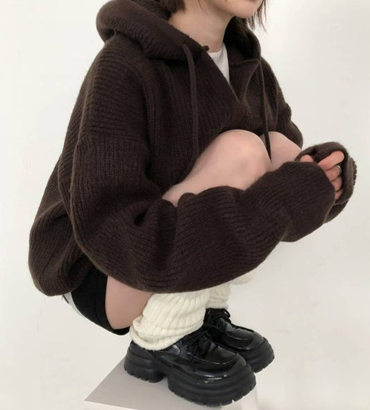 (DEC NEW) Hand Warmer Winter Honeycomb Knit Hoodie