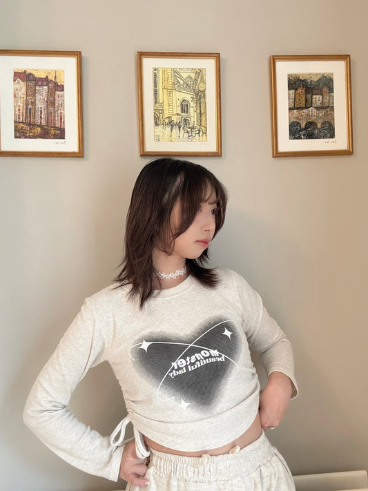 Ribbon Wrinkle Heart T-shirt