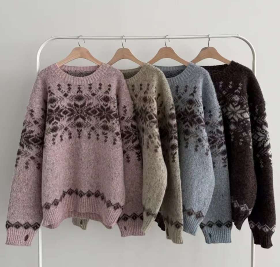 (Preorder) Unisex Winter Snowflake Brush Knitwear
