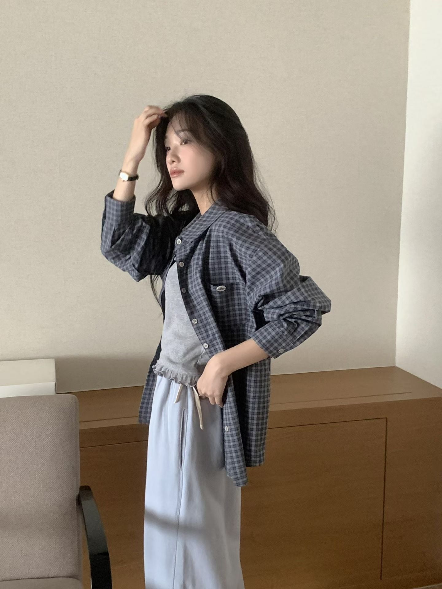 (Preorder) Latte check shirt