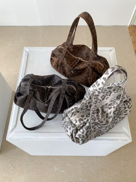 Cozy Leopard Print Shoulder Bag