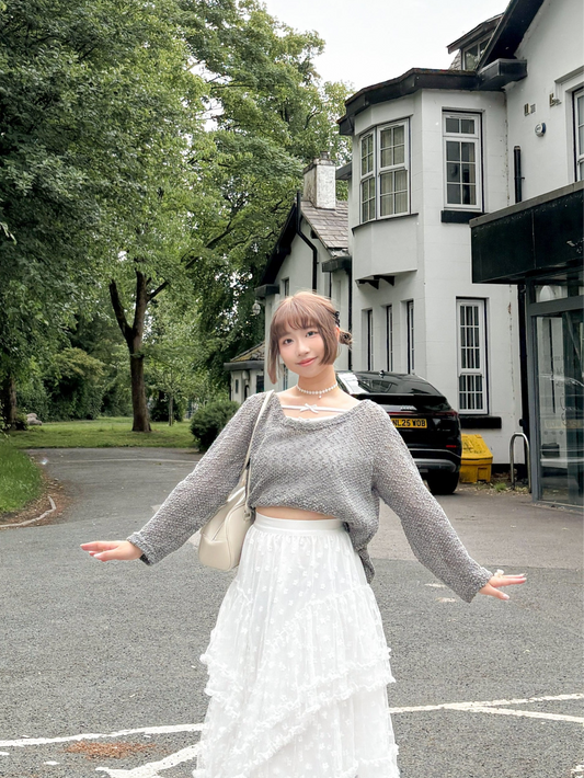 Off-shoulder Loose Fit Knit T