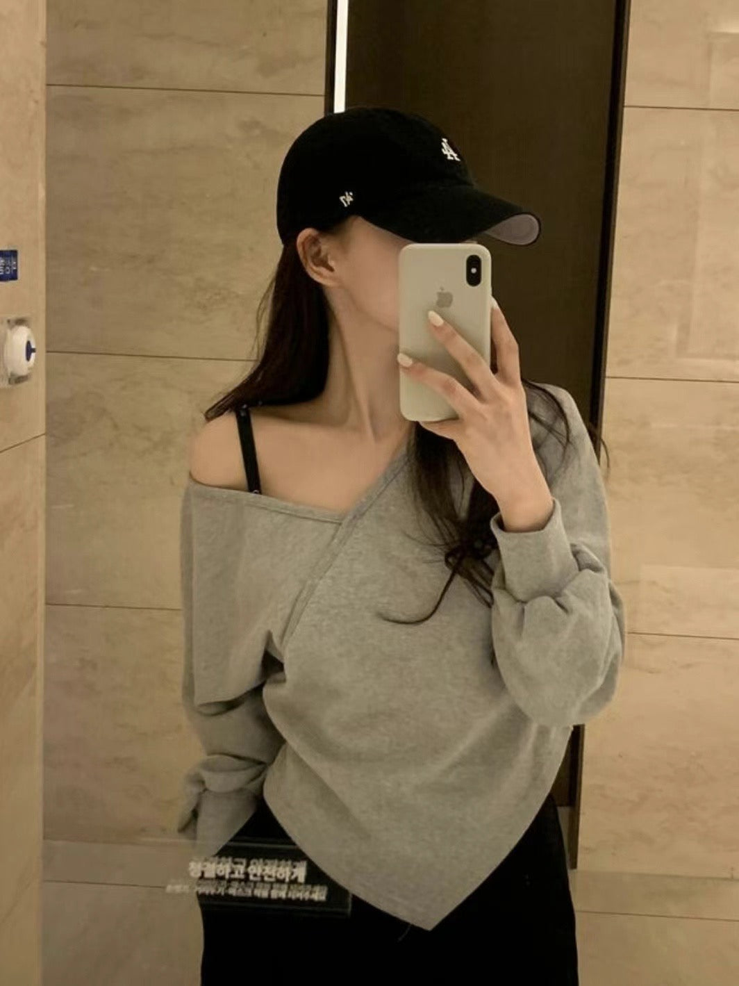 Off shoulder 3 way sweatshirt (Grey)