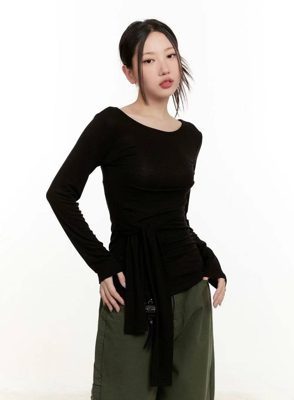 (Preorder) Layered Waist-Slimming Long Sleeve Feminine Hug Tee