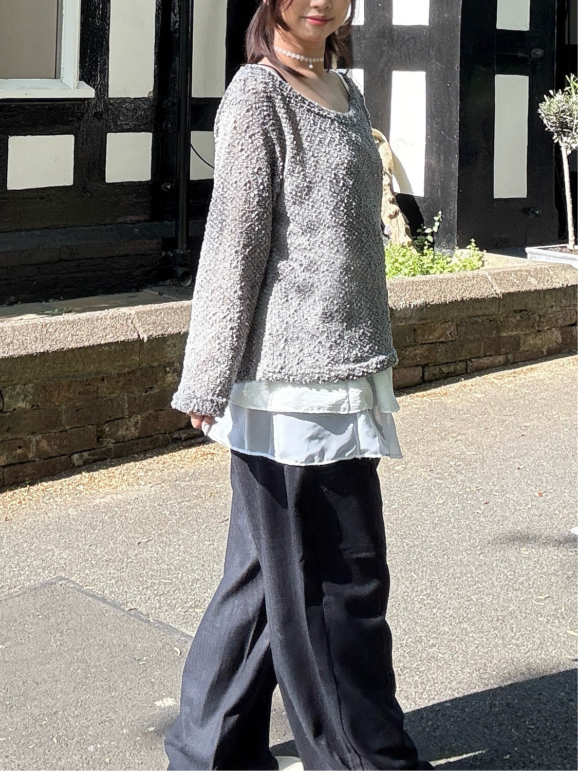Off-shoulder Loose Fit Knit T