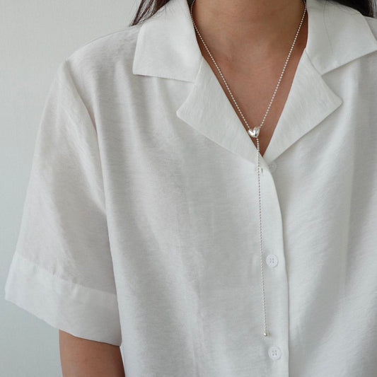 Eeiitt Long Adustable Heart Necklace in Silver