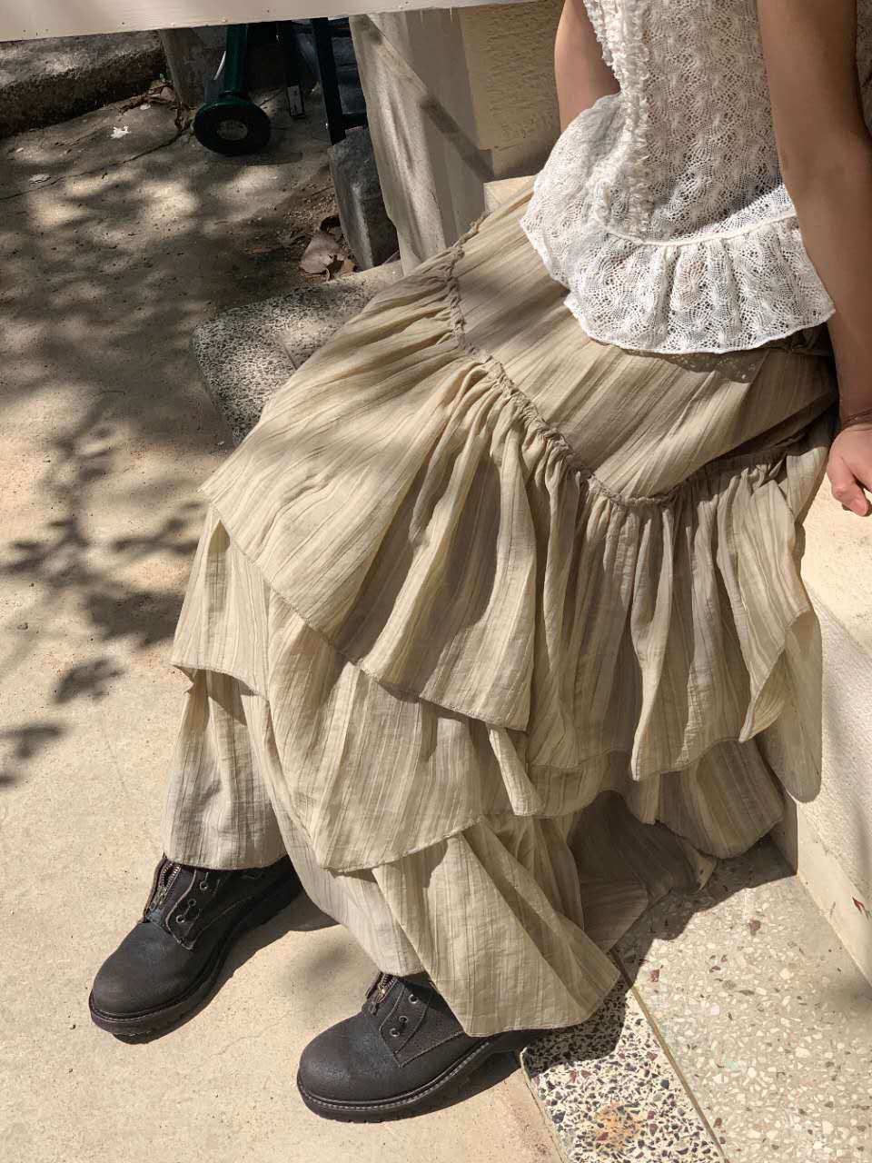 Luka Pleated Flare Skirt – Sheer Layered with Banded Waist (2 Colours)