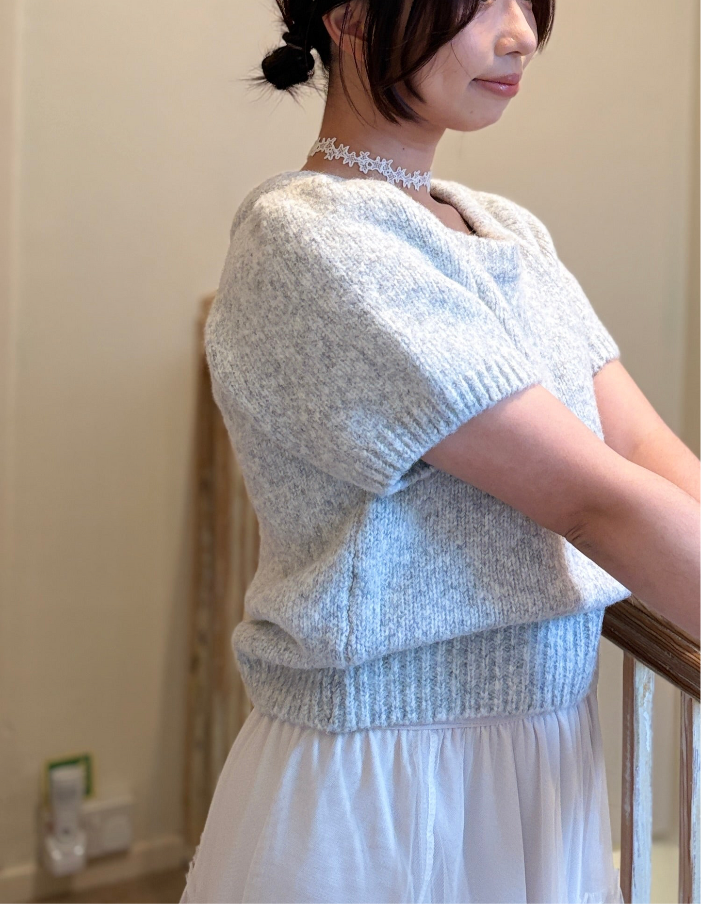 Puff-Sleeve Knit Top