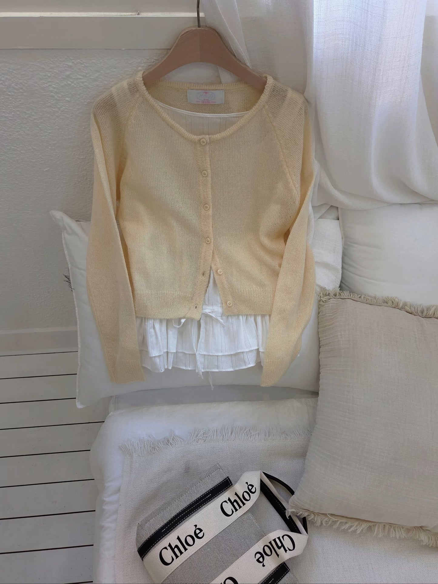 Spring Candy Round Neck Basic Mohair Cardigan