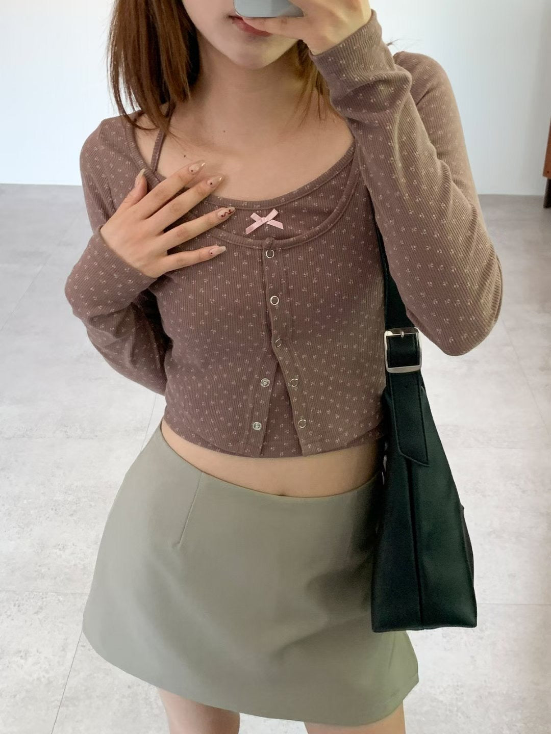 (Preorder) Floral dot cardigan set