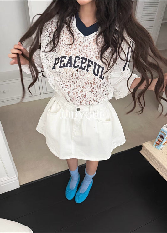 High End Lace Jercey Mesh Oversized Tee