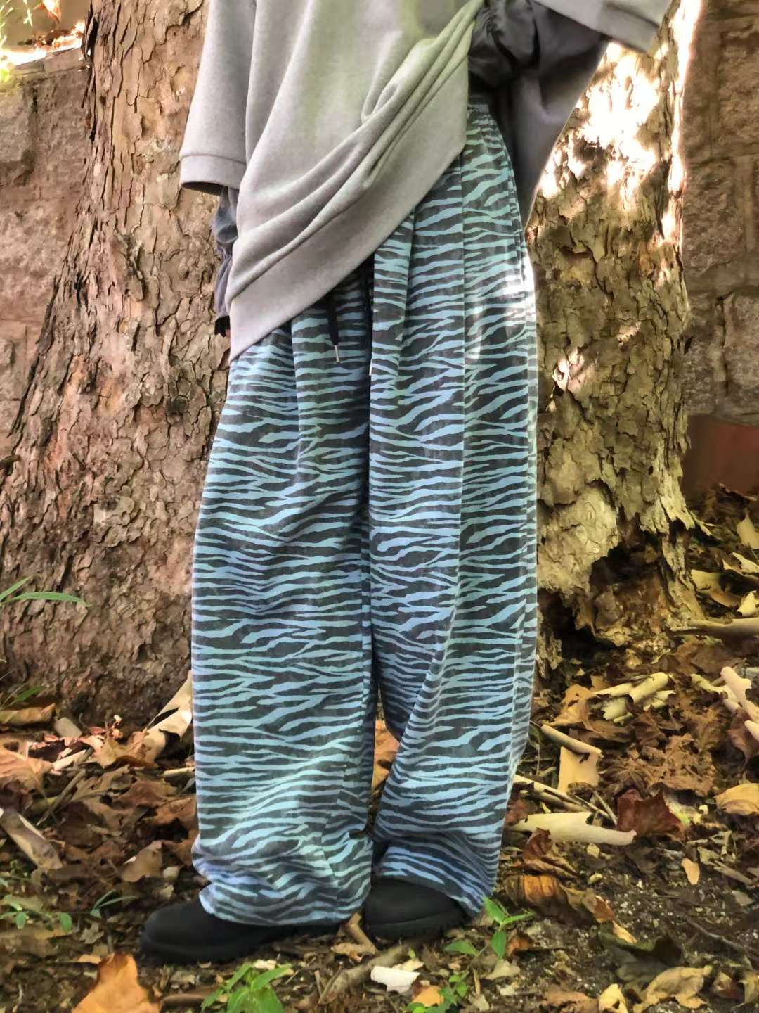 (Preorder) Grade pants cotton washed zebra pigment banding loose fit pintuck