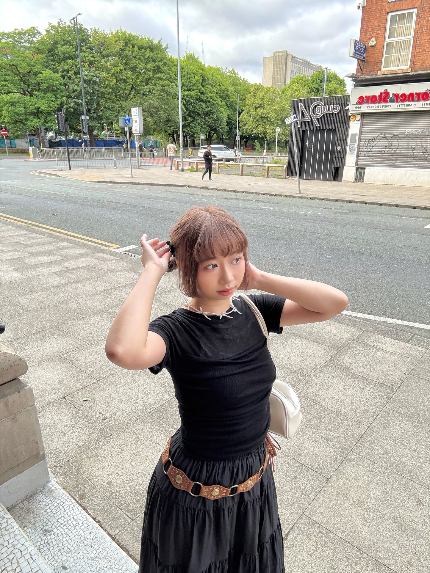 Half Sheer Double Layered Shirring Tee  (2 Colours)