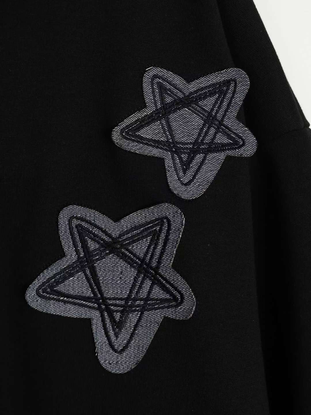 Star Embroidered Padded Hoodie Zip Up Jacket