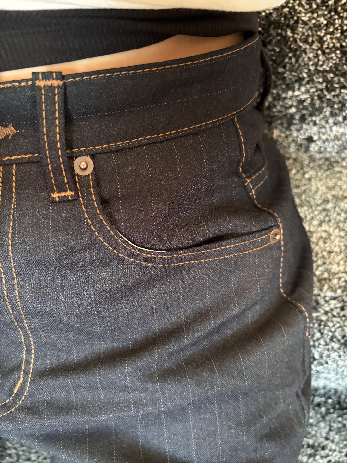 Wide Lightweight Denim Stripe Slacks (All Season)