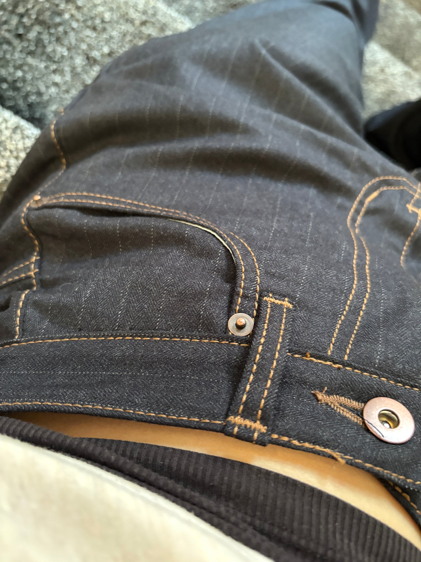 Wide Lightweight Denim Stripe Slacks (All Season)