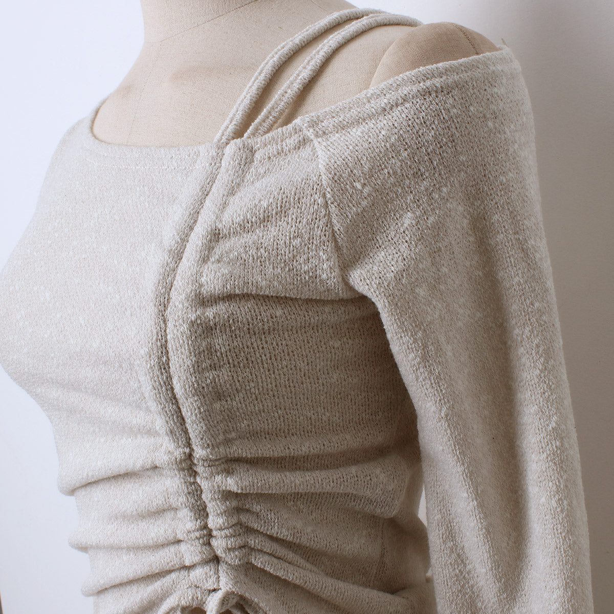 Unbalanced Ribbon Knit Strap Top