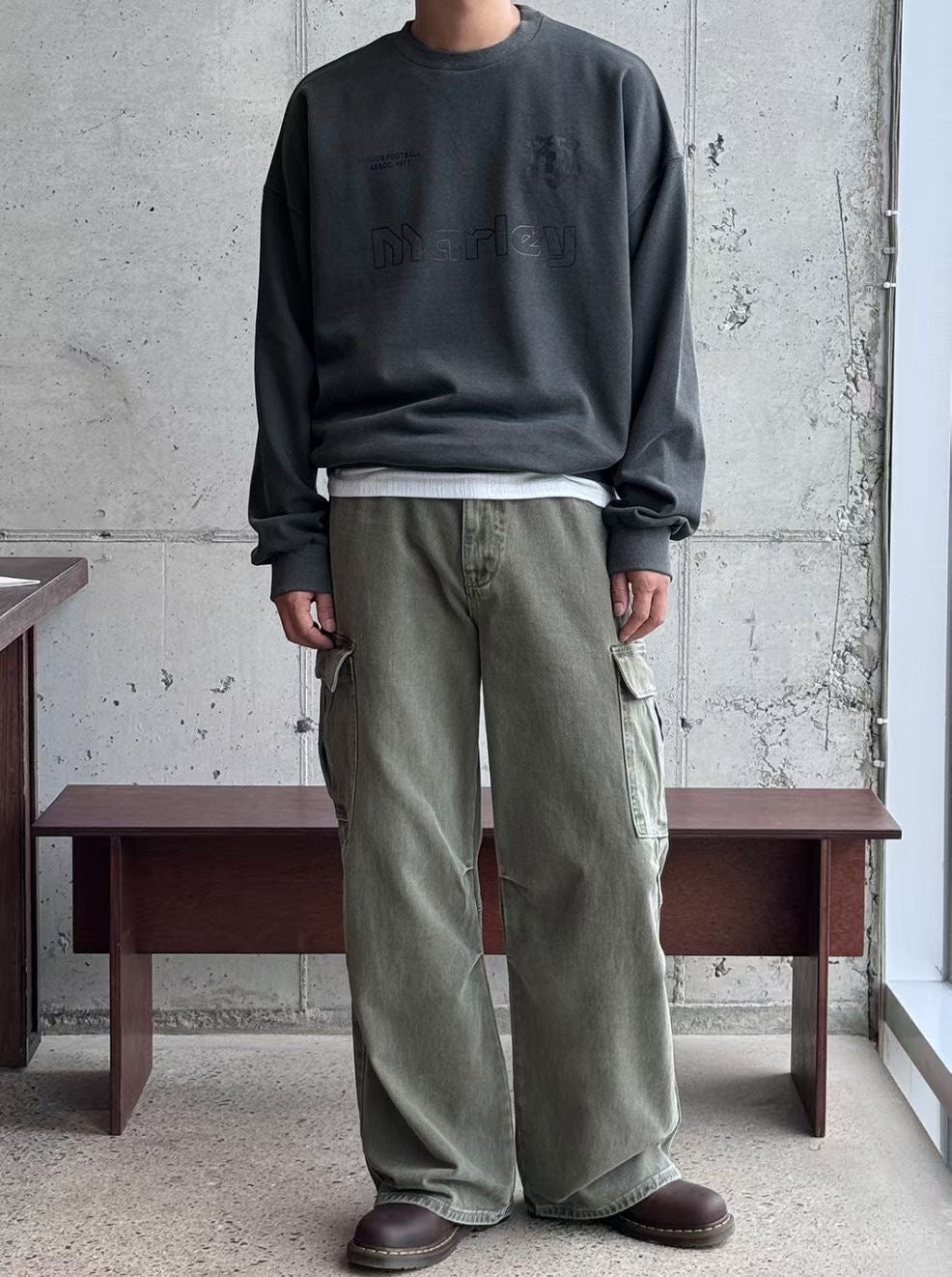 (Preorder) Unisex Men Deep-dyed Parachute Cargo Jeans