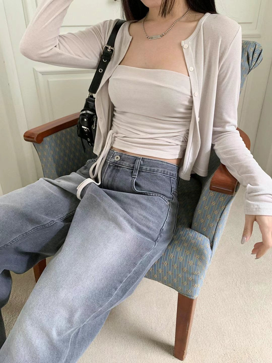 (Preorder) 2 Way Camisole Cardigan Layered Set