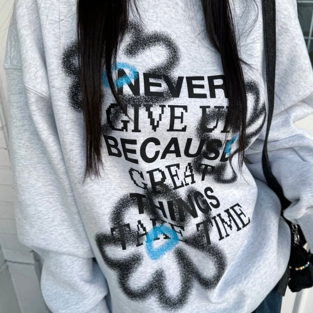 (Preorder) Unisex Flower Painting Sweatshirt with Fleece Lining