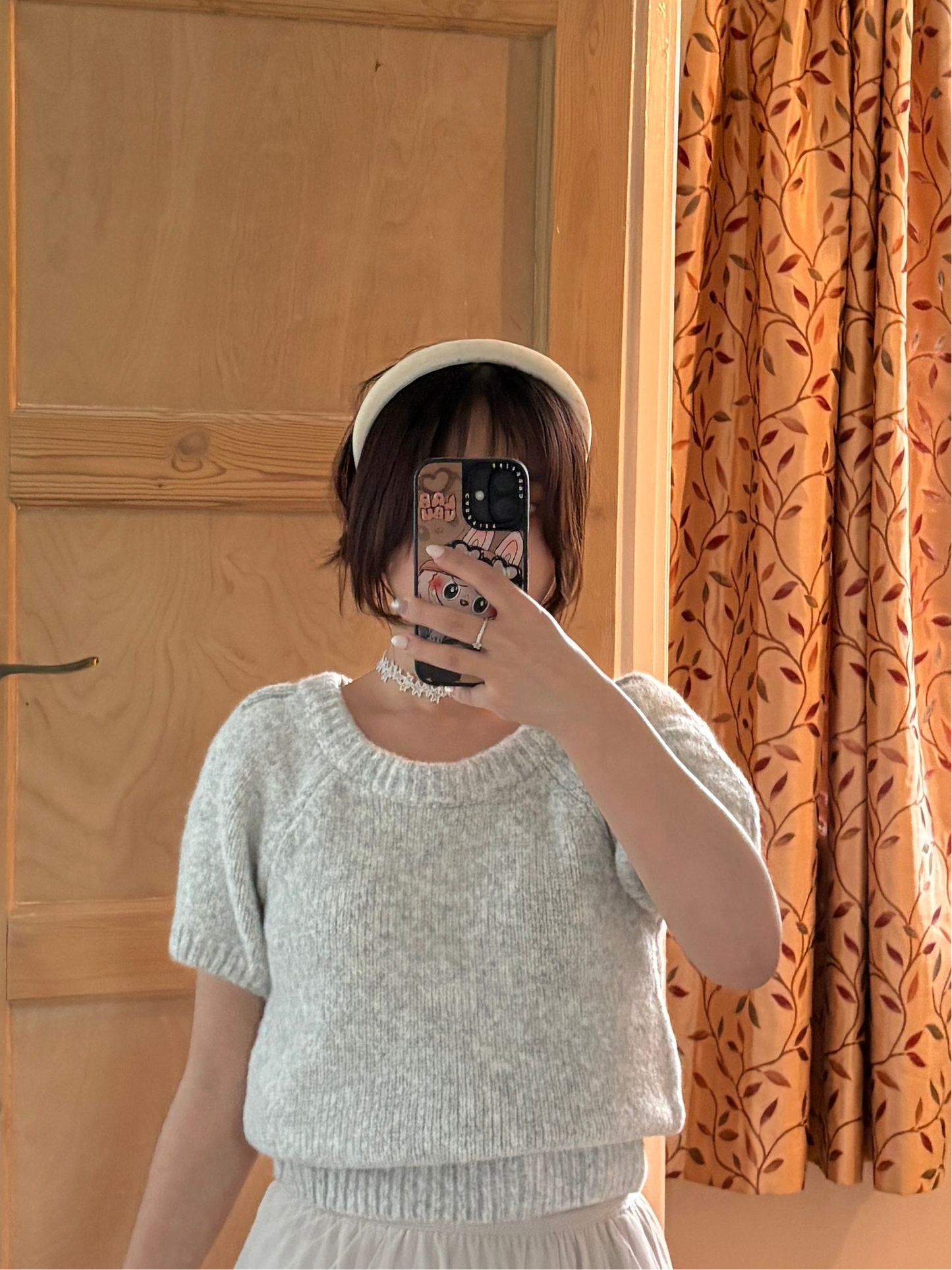 Puff-Sleeve Knit Top