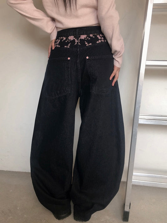Floral Pants Pick! Sakura Balloon Denim Balloon Pants