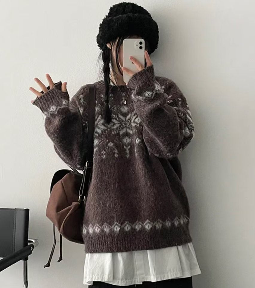 (Preorder) Unisex Winter Snowflake Brush Knitwear