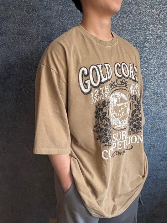 Unisex Overfit Pigment Gold Coast Short Sleeve T Shirt