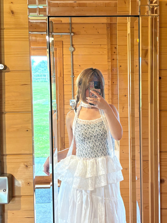 Lace Cancan Layering Scarf Tie Set (2 Colours)